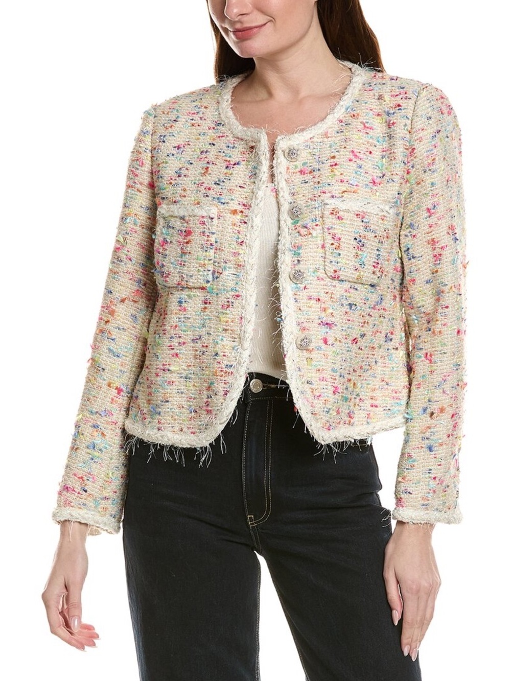 Wool Blended Colorful Tweed Jacket